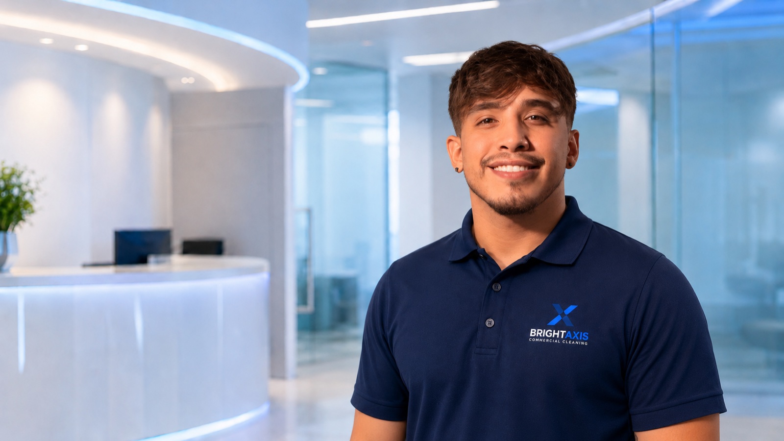 Ronny from BrightAxis Cleaning wearing the company uniform